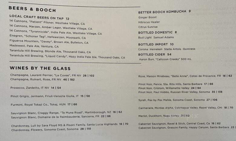 Coin & Candor - Westlake Village, CA menu_pic
