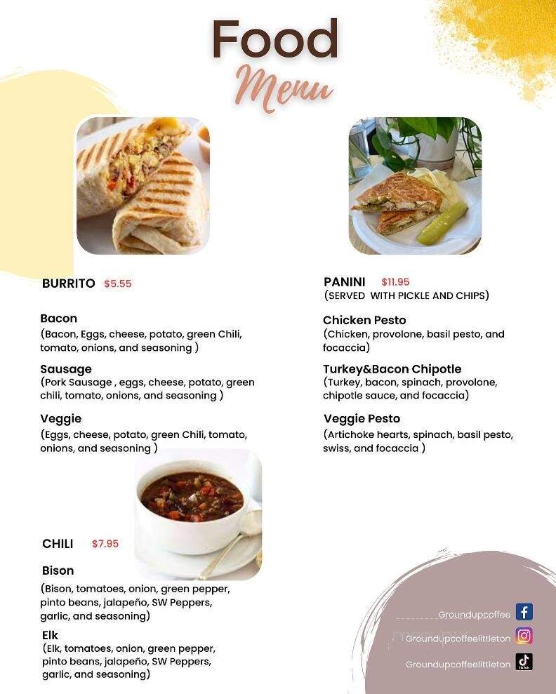 Ground Up Coffee Cafe - Littleton, CO menu_pic