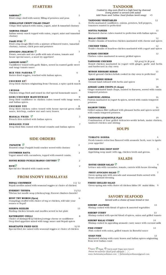 The Himalayan Flames - Dearborn, MI menu_pic