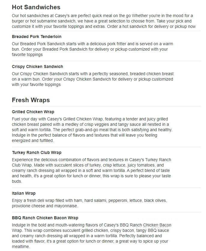 Casey's General Store - Walnut Ridge, AR menu_pic