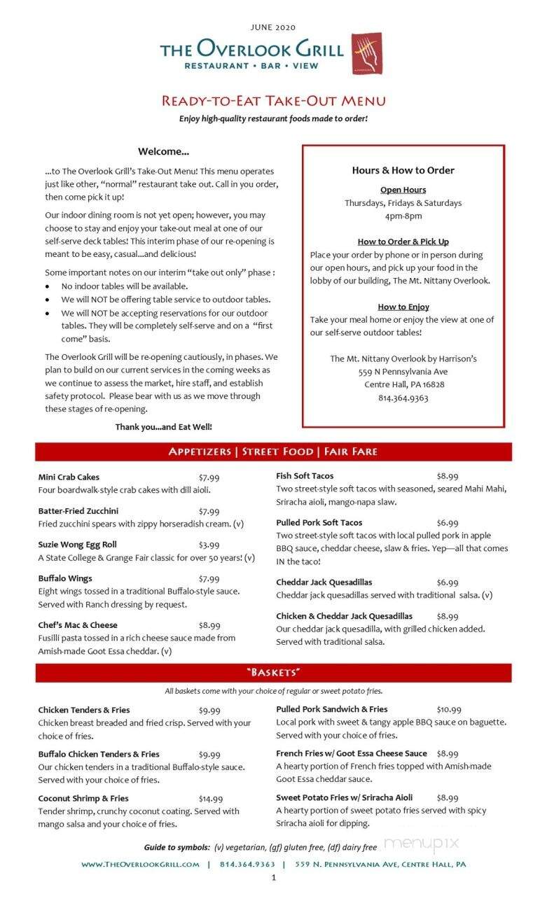 The Overlook Grill - Centre Hall, PA menu_pic