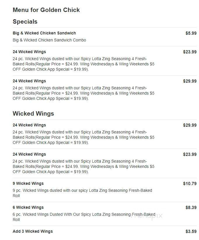 Golden Chick - Forney, TX menu_pic