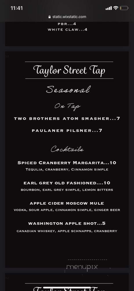 Taylor Street Tap - Chicago, IL menu_pic