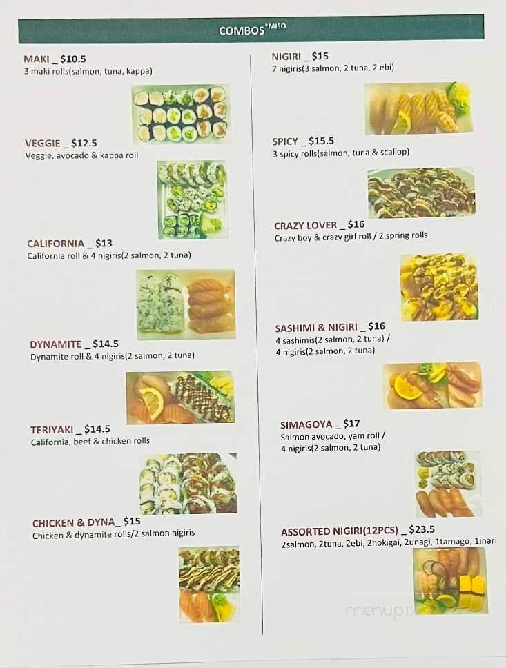 Sushi Simagoya - New Westminster, BC menu_pic