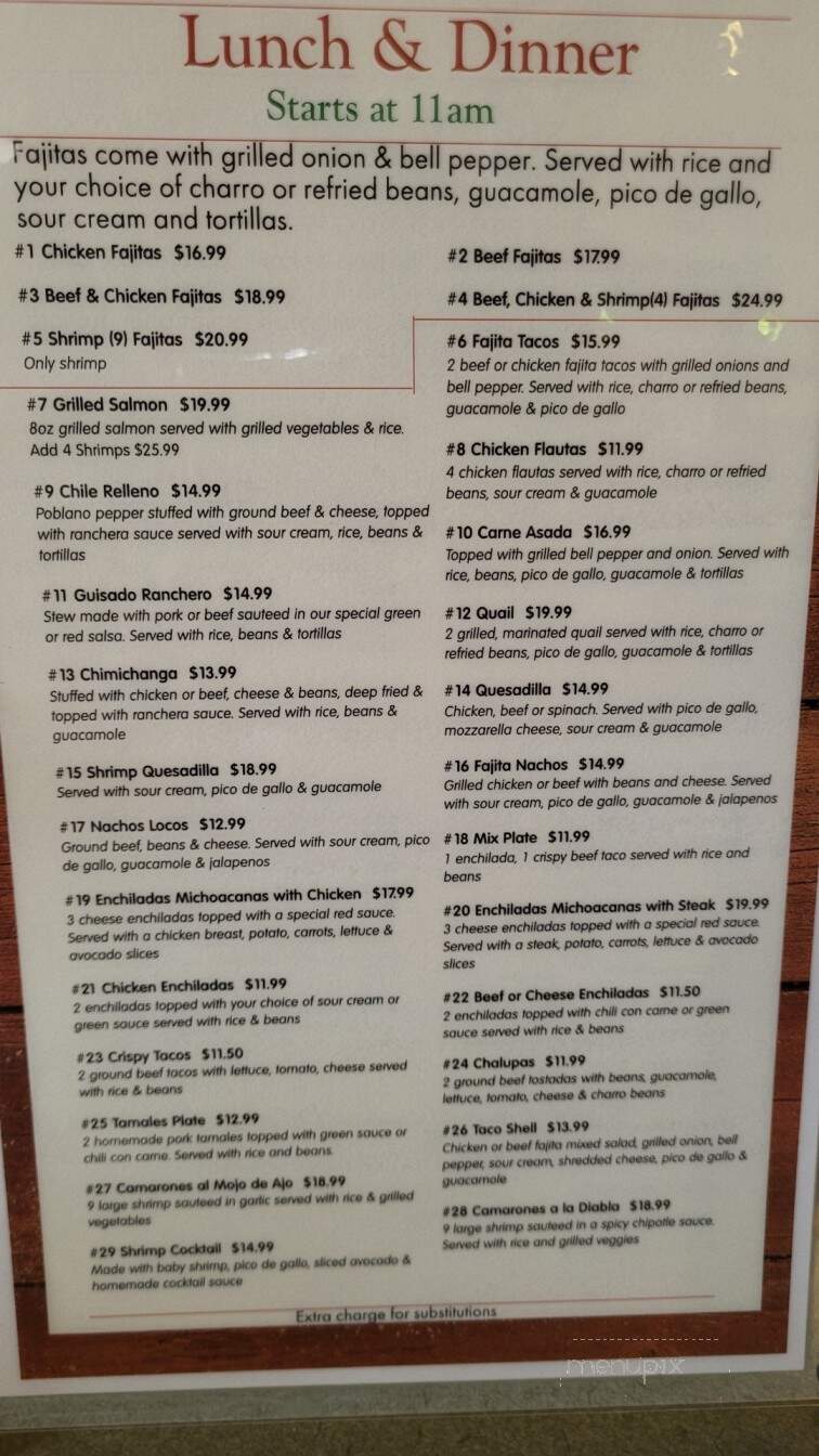 Patzcuaro Cafe - Hurst, TX menu_pic