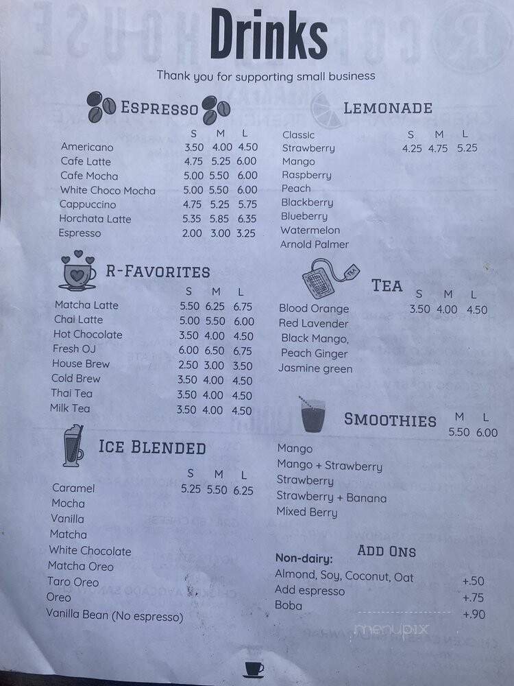 R Coffee House - Northridge, CA menu_pic
