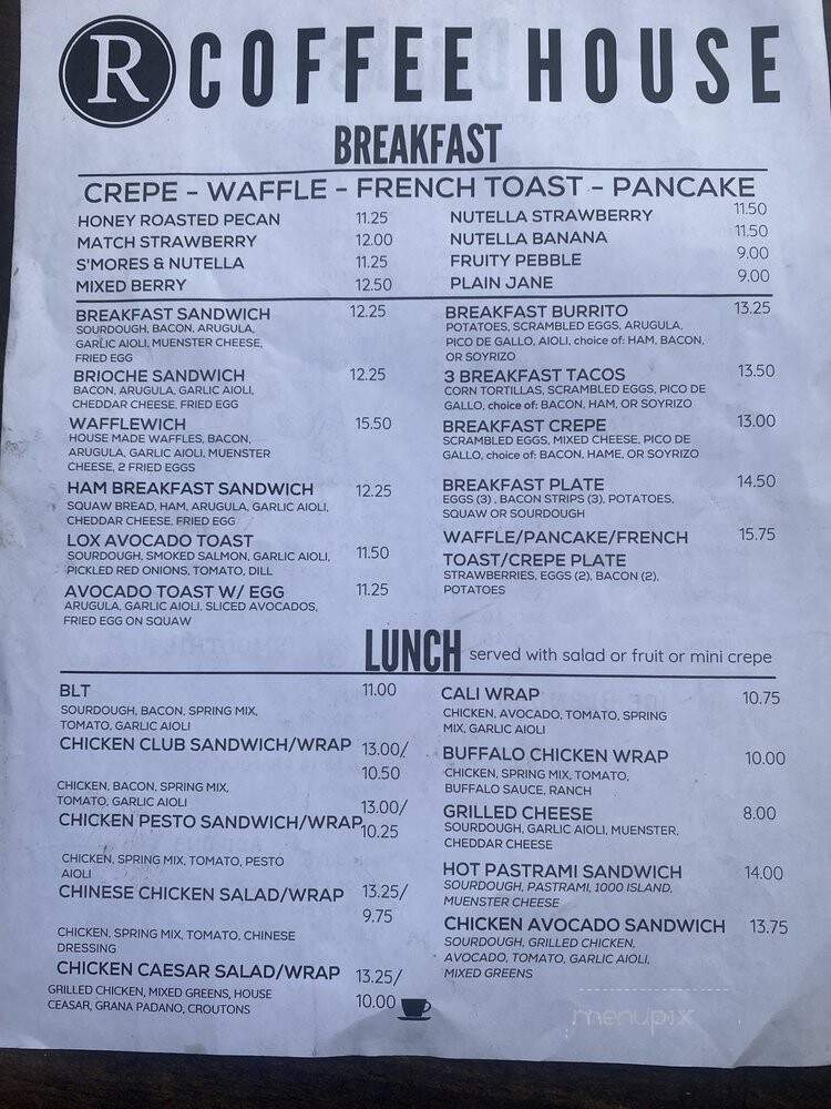 R Coffee House - Northridge, CA menu_pic