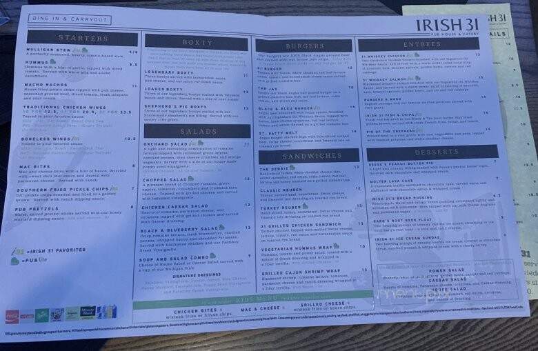 Irish 31 - Oviedo, FL menu_pic