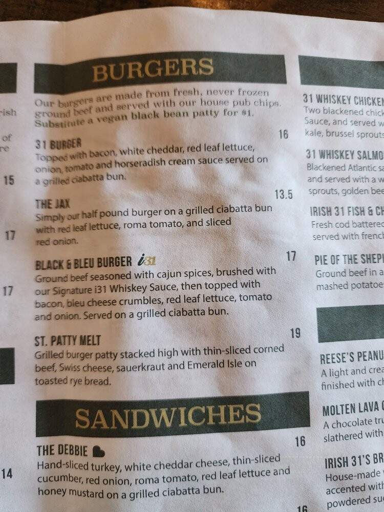 Irish 31 - Oviedo, FL menu_pic