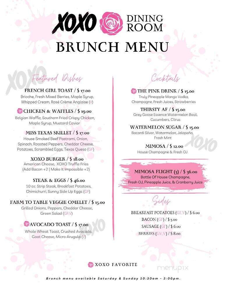 XOXO Dining Room - Dallas, TX menu_pic