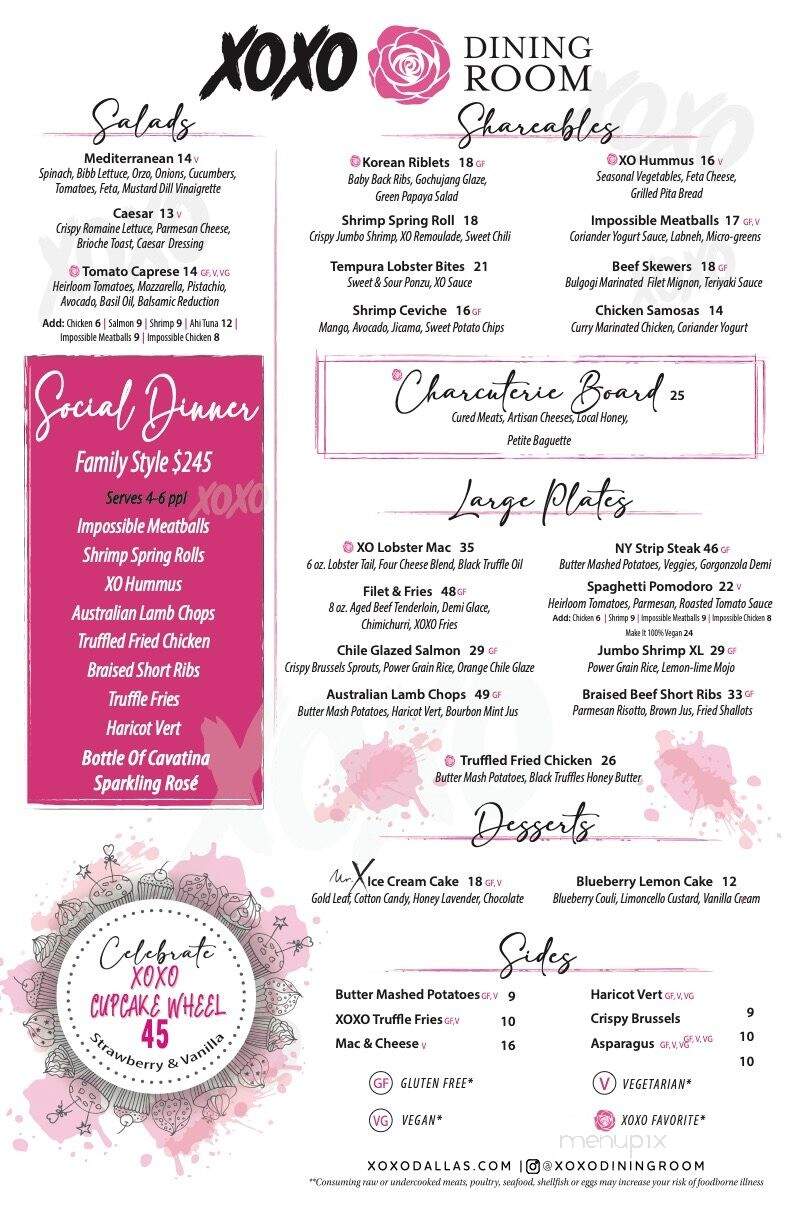 XOXO Dining Room - Dallas, TX menu_pic