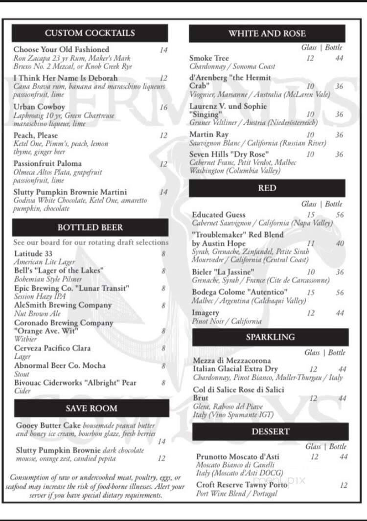 Mermaids & Cowboys - La Jolla, CA menu_pic