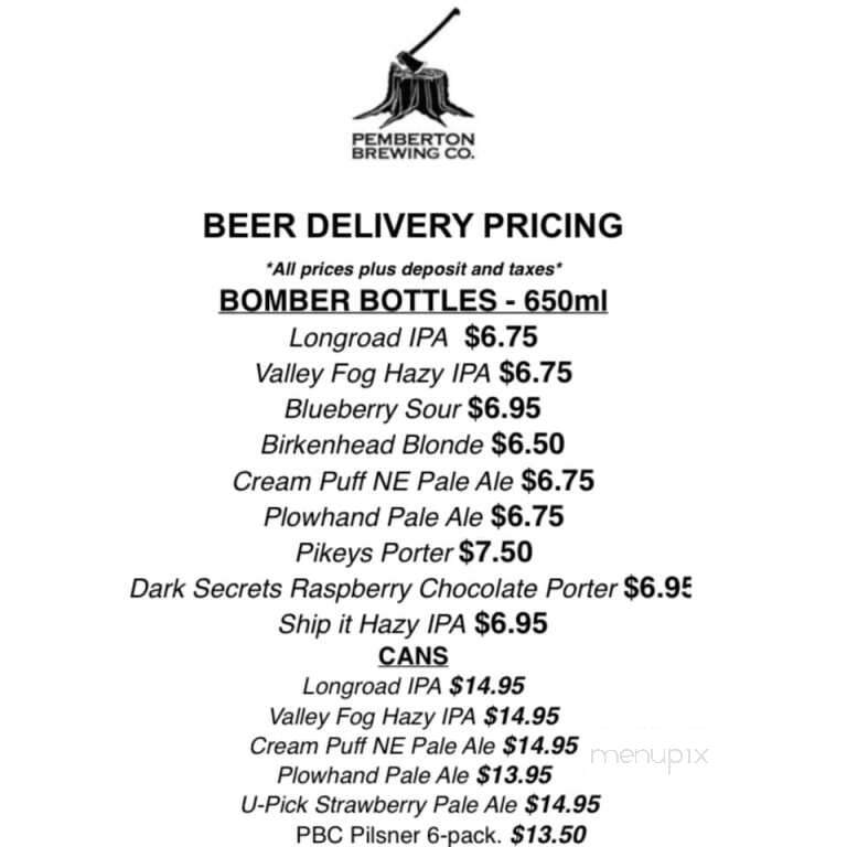 Pemberton Brewing - Pemberton, BC menu_pic