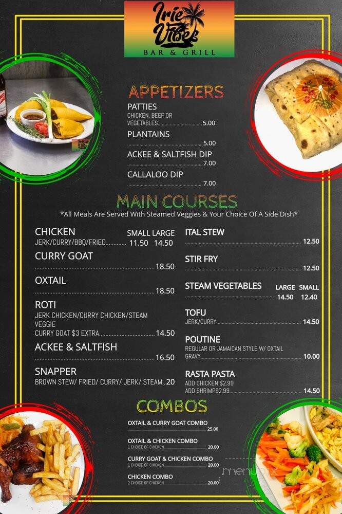 Irie Vibes Bar & Grill - Dartmouth, NS menu_pic