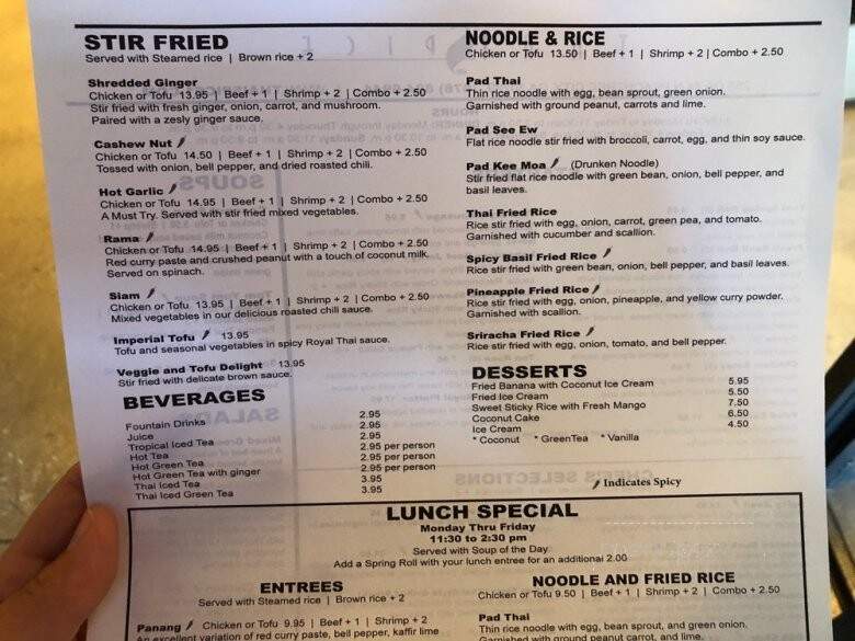 Thai Spice - Peachtree City, GA menu_pic