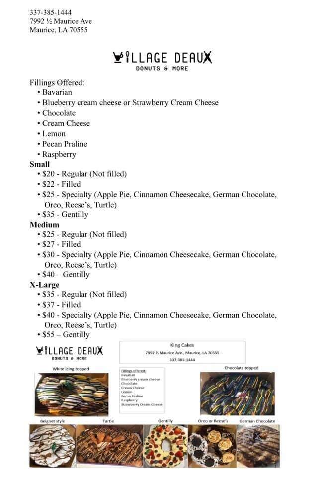 Village Deaux - Maurice, LA menu_pic