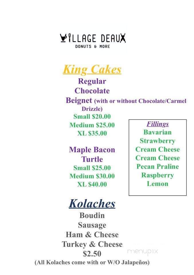 Village Deaux - Maurice, LA menu_pic
