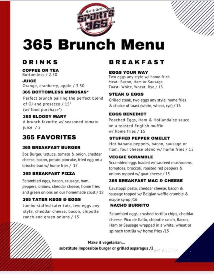 Sports 365 Bar and Grill - Cheektowaga, NY menu_pic