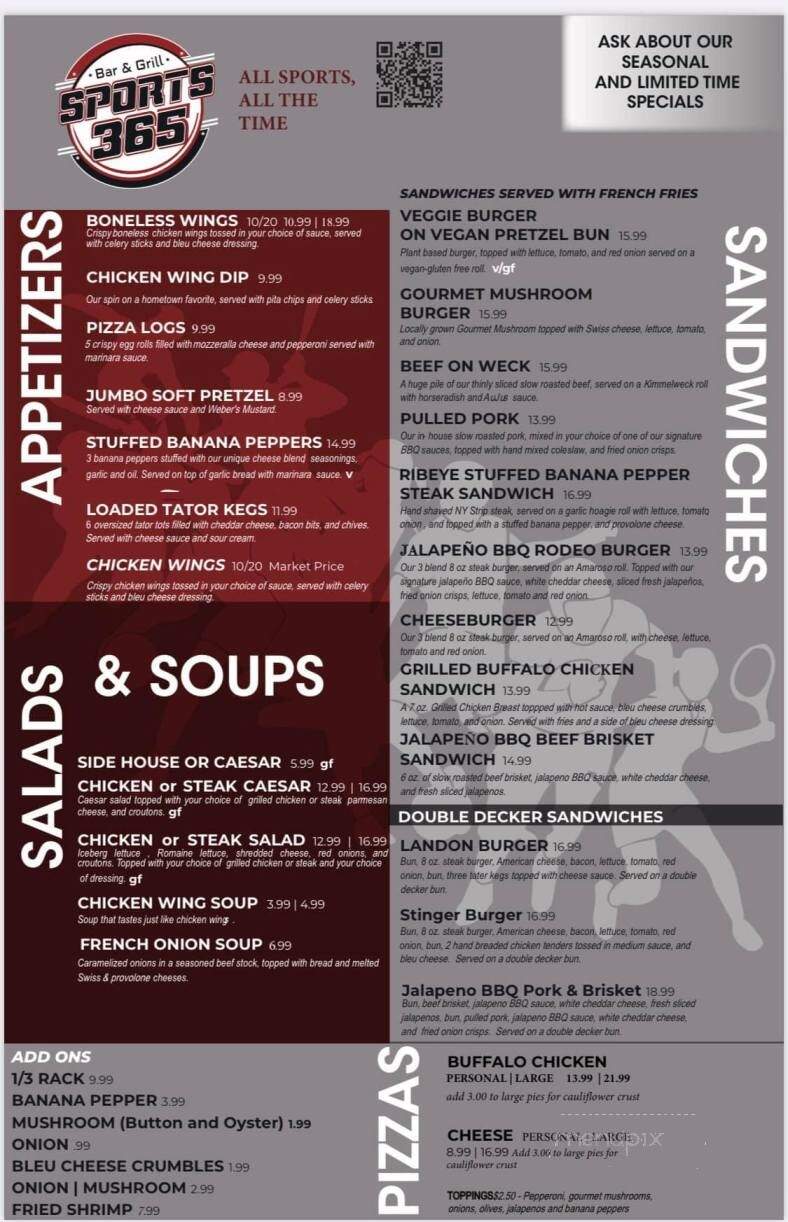 Sports 365 Bar and Grill - Cheektowaga, NY menu_pic