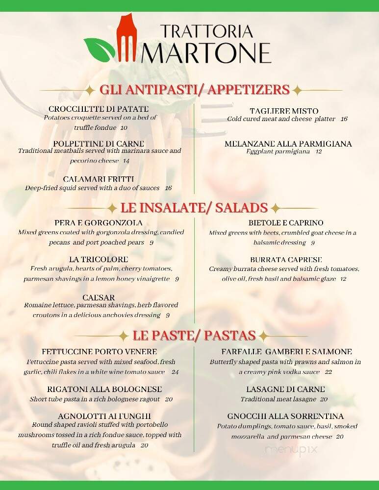 Trattoria Martone - Fairfield, CA menu_pic