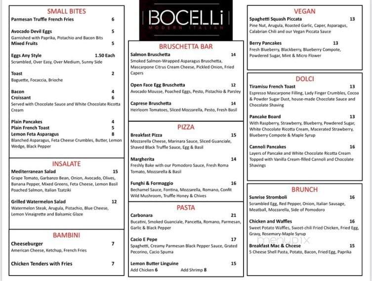 Bocelli Modern Italian - Tampa, FL menu_pic
