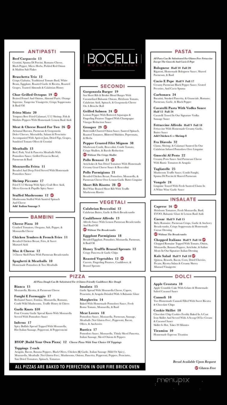 Bocelli Modern Italian - Tampa, FL menu_pic