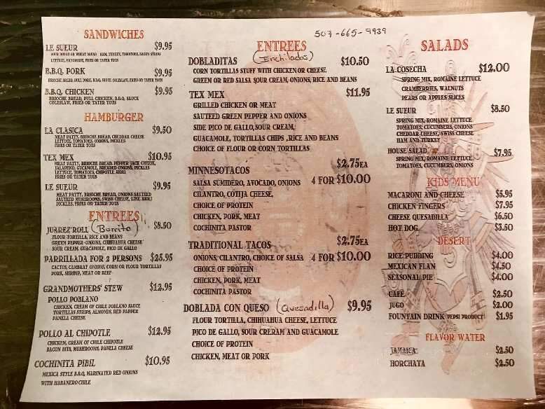 El Tenampa - Le Sueur, MN menu_pic