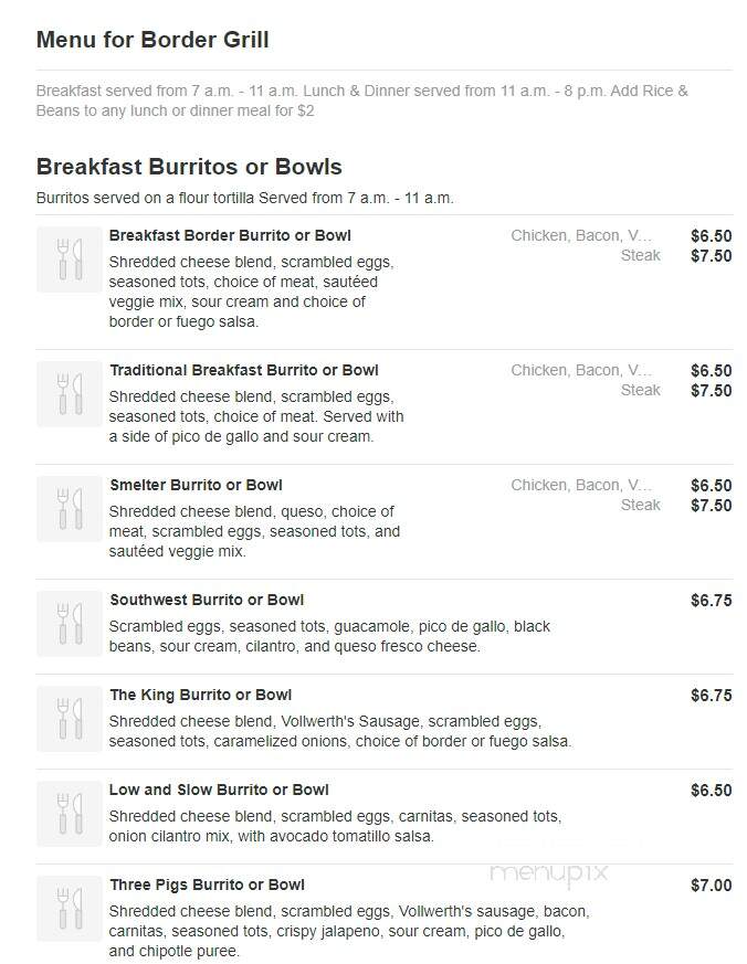 Border Grill - Houghton, MI menu_pic