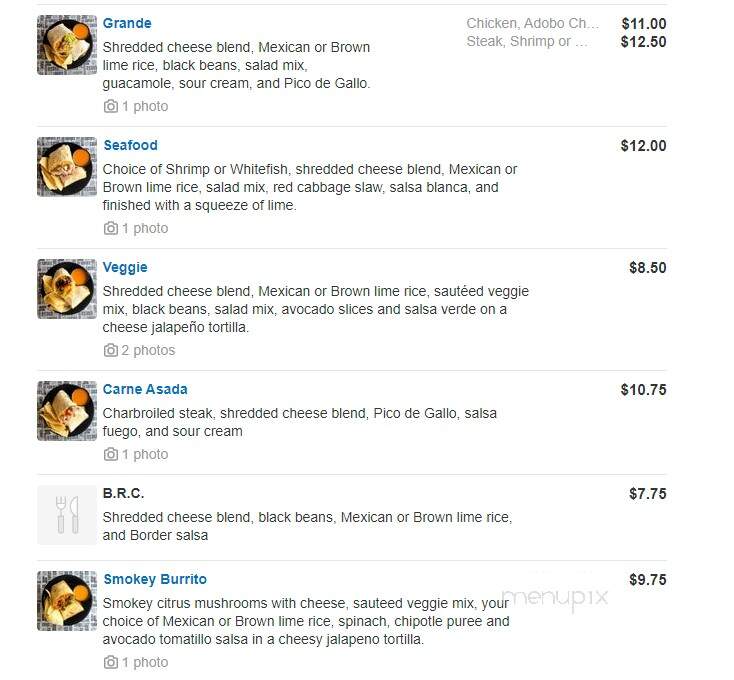 Border Grill - Houghton, MI menu_pic