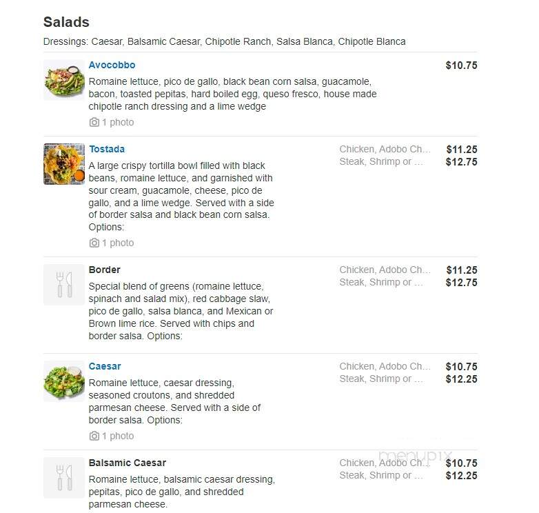 Border Grill - Houghton, MI menu_pic