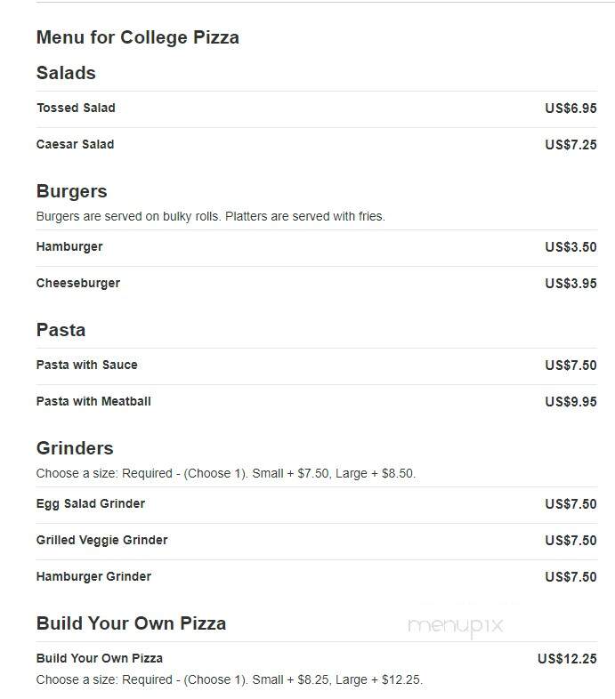 College Pizza - New London, CT