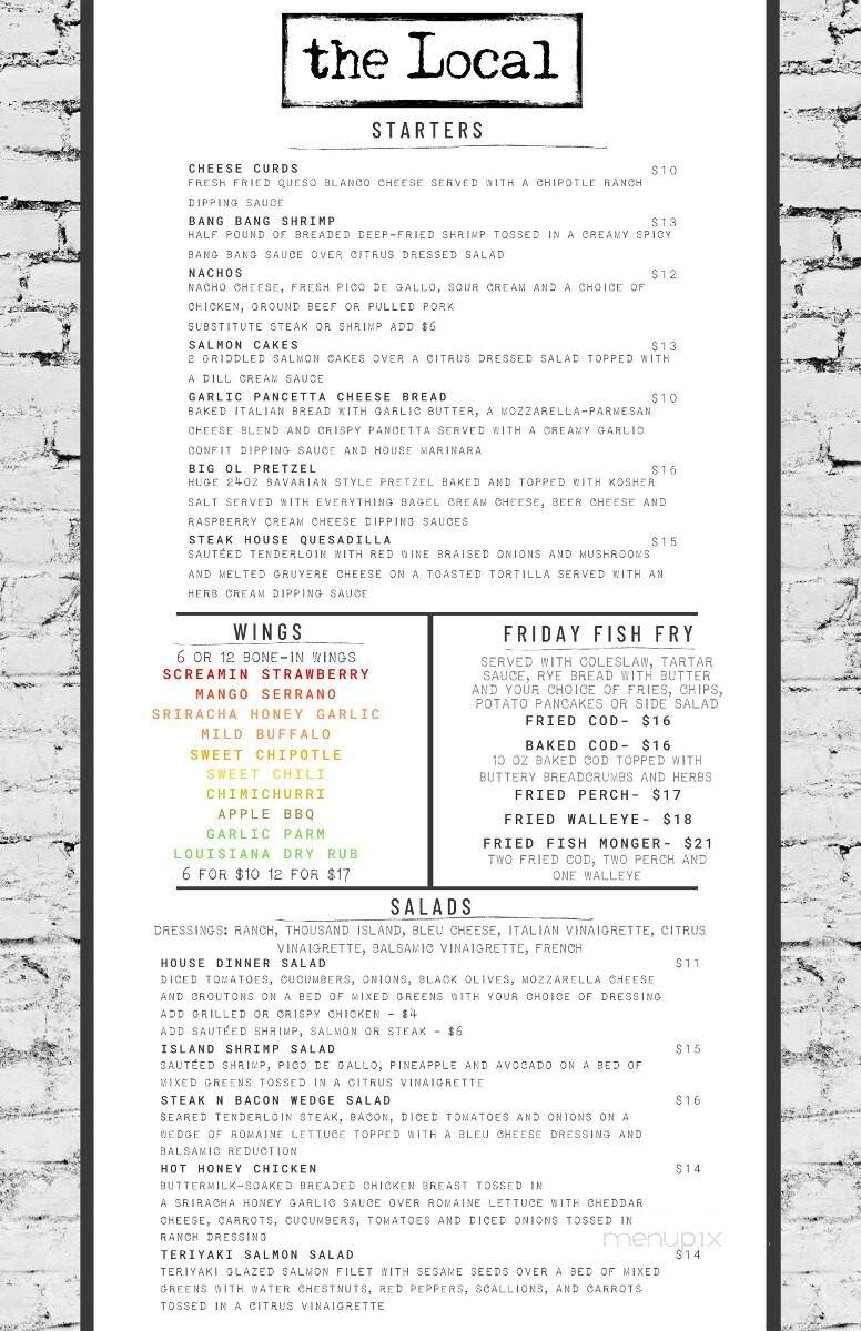 The Local - Muskego, WI menu_pic
