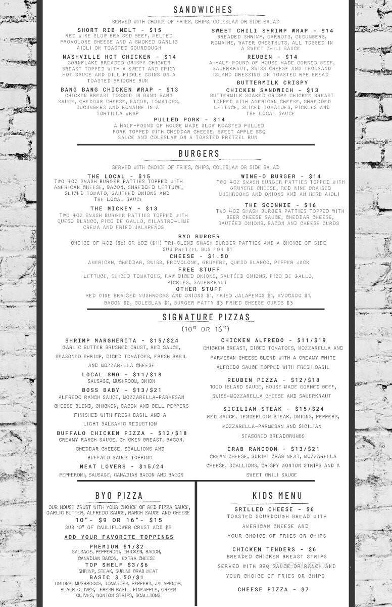 The Local - Muskego, WI menu_pic