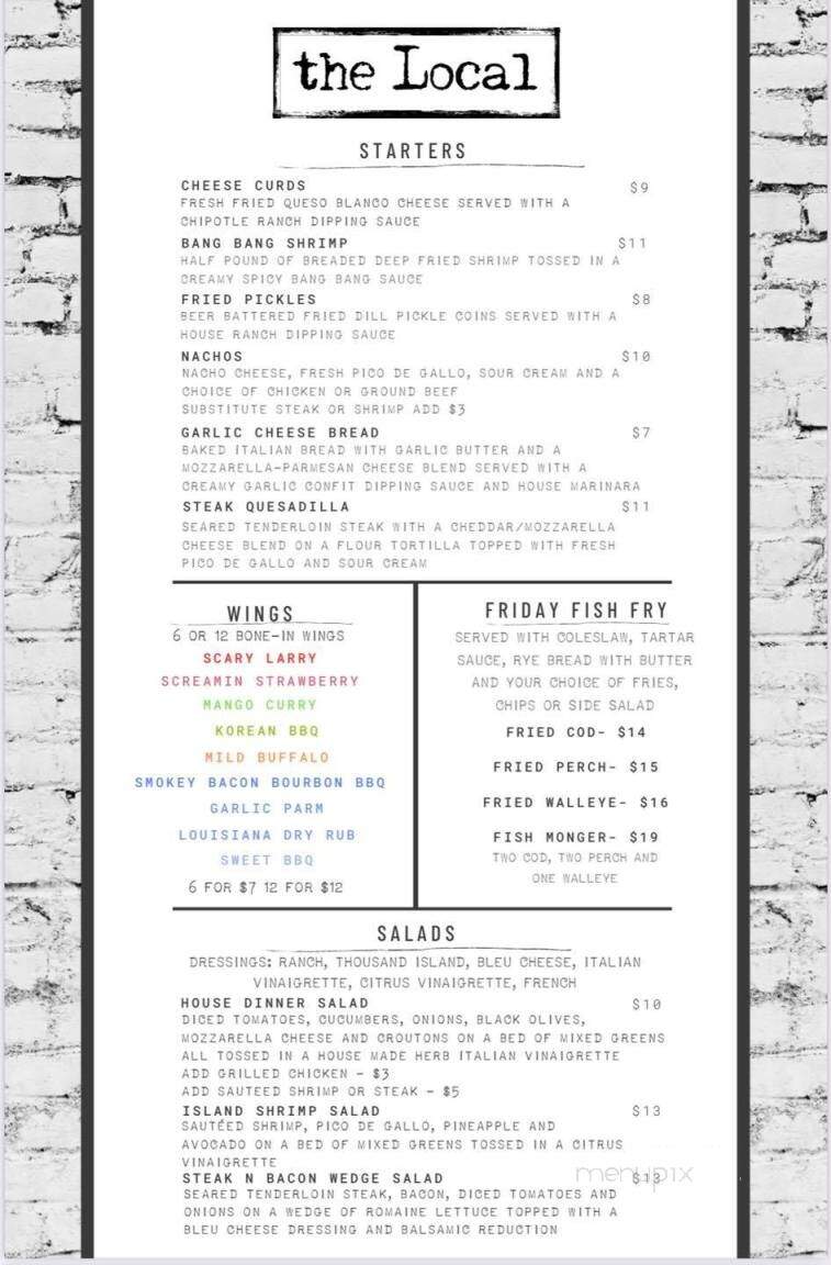 The Local - Muskego, WI menu_pic