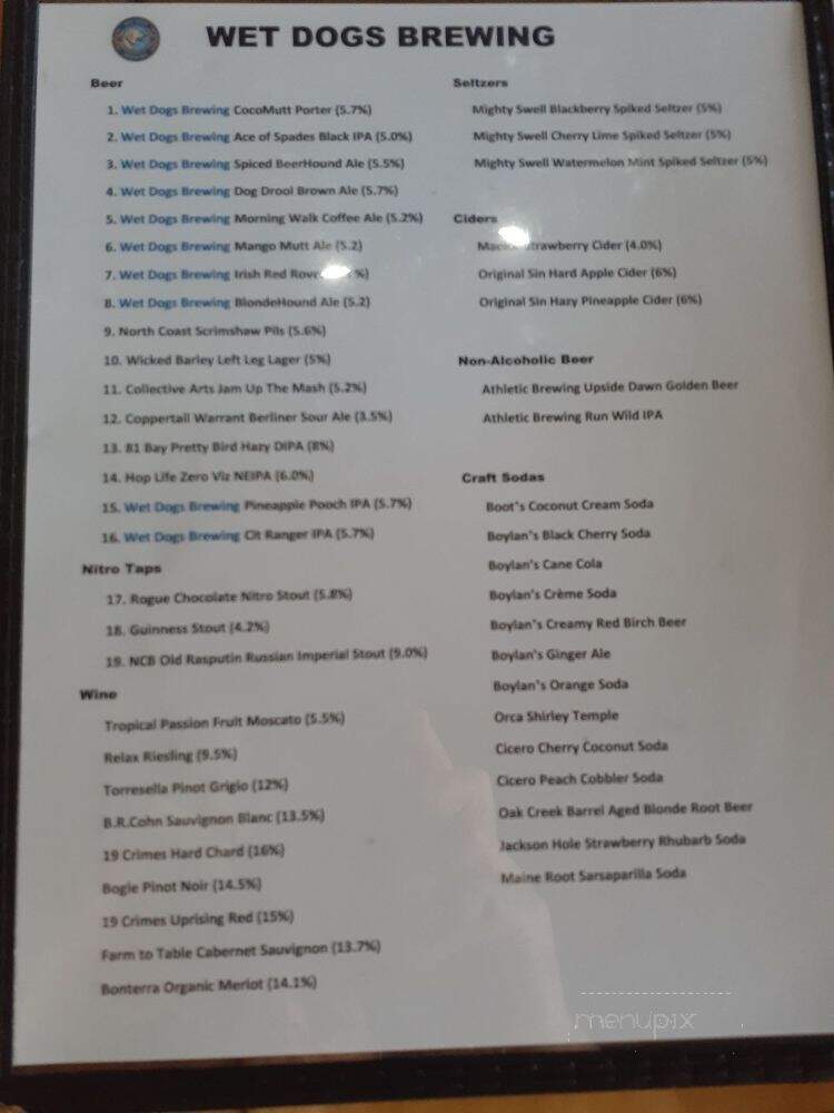 Wet Dogs Brewing - Lake Placid, FL menu_pic