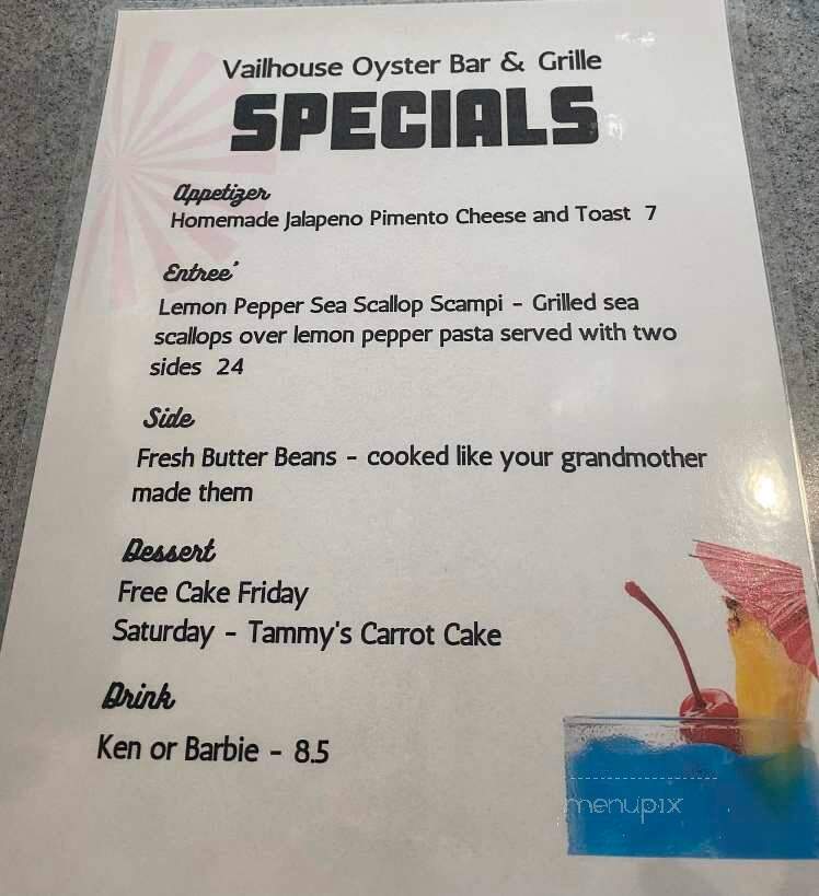 Vailhouse Oyster Bar & Grille - Goldsboro, NC menu_pic