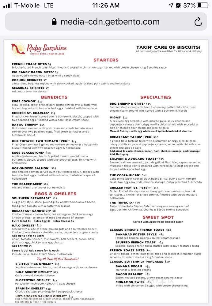 Ruby Sunshine - Birmingham, AL menu_pic