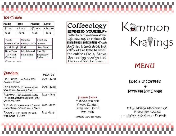 Kommon Kravings - Montpelier, OH menu_pic