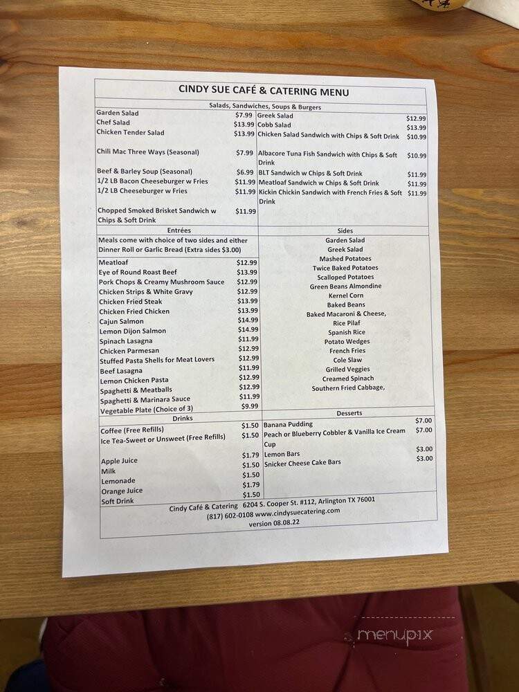 Cindy Sue Catering - Arlington, TX menu_pic