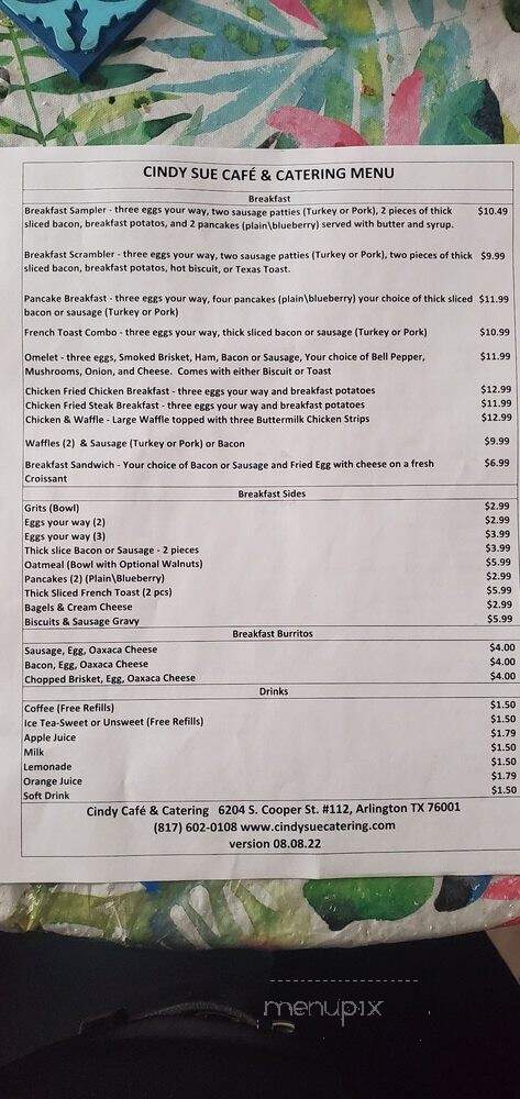 Cindy Sue Catering - Arlington, TX menu_pic