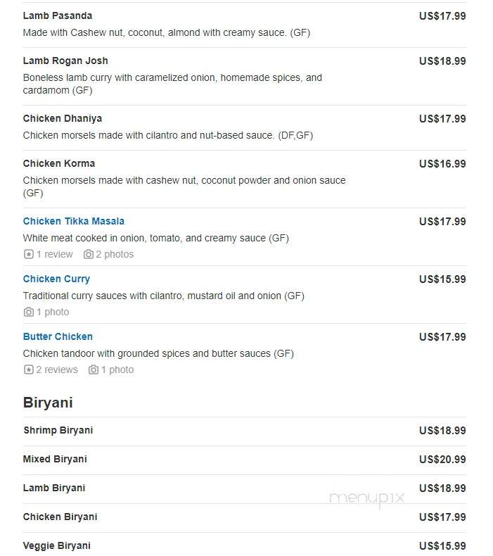 Babari Indian Cuisine - Wheat Ridge, CO menu_pic