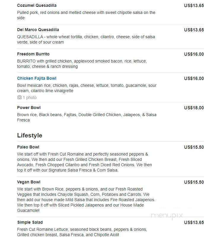 Salsa Fresca Mexican Grill - Fairfield, CT menu_pic