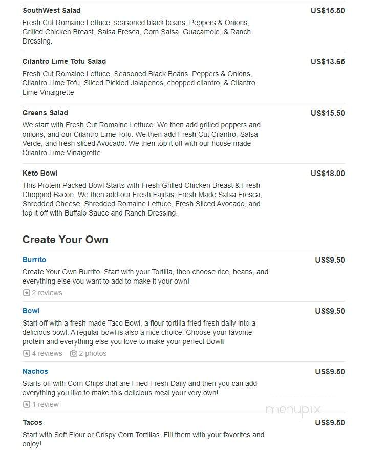 Salsa Fresca Mexican Grill - Fairfield, CT menu_pic