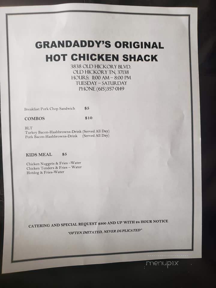 Granddaddy's Original Hot Chicken Shack - Old Hickory, TN