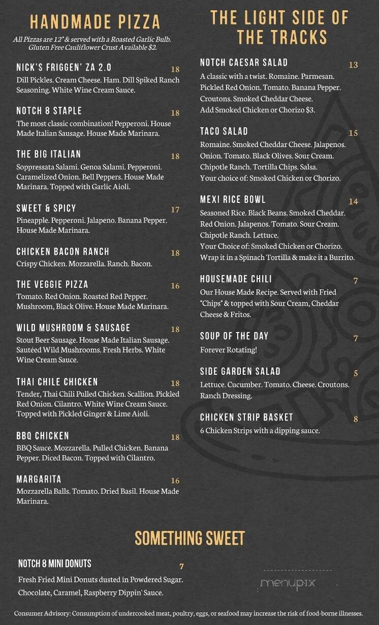 Notch 8 Chowhouse and Drinkery - Brainerd, MN menu_pic