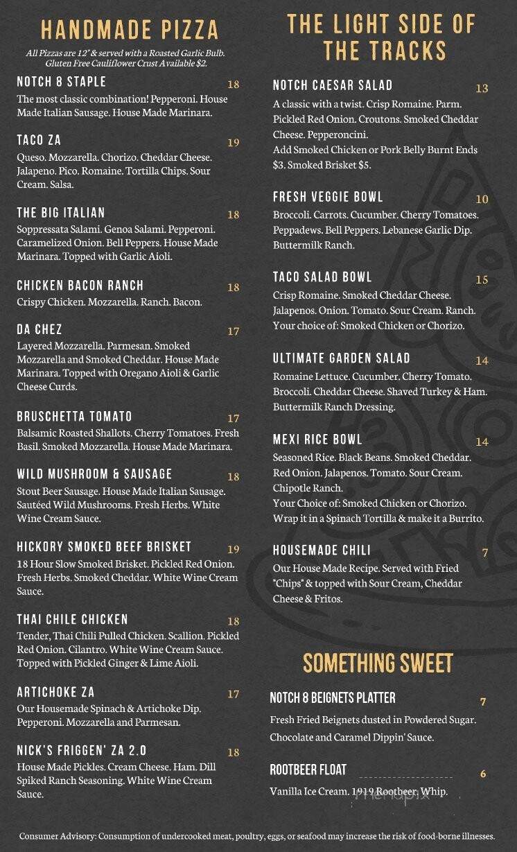 Notch 8 Chowhouse and Drinkery - Brainerd, MN menu_pic