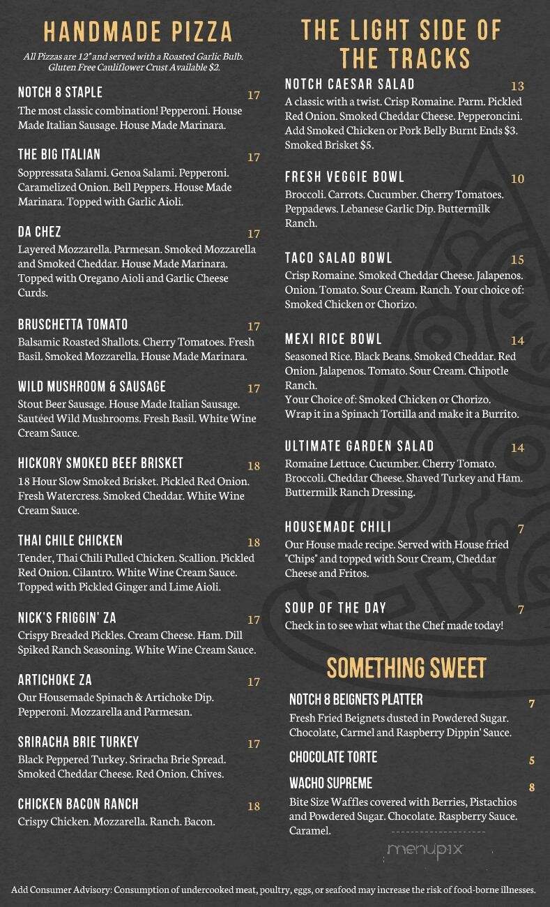 Notch 8 Chowhouse and Drinkery - Brainerd, MN menu_pic