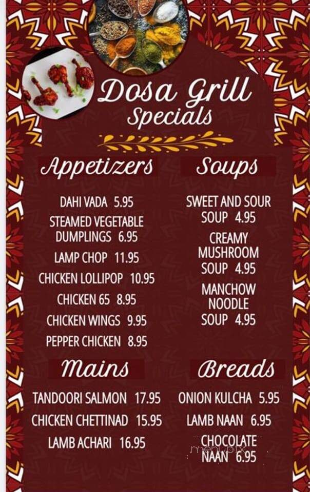 Dosa Grill - Albany, NY menu_pic