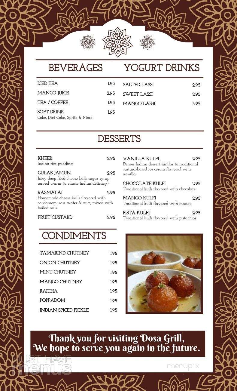 Dosa Grill - Albany, NY menu_pic