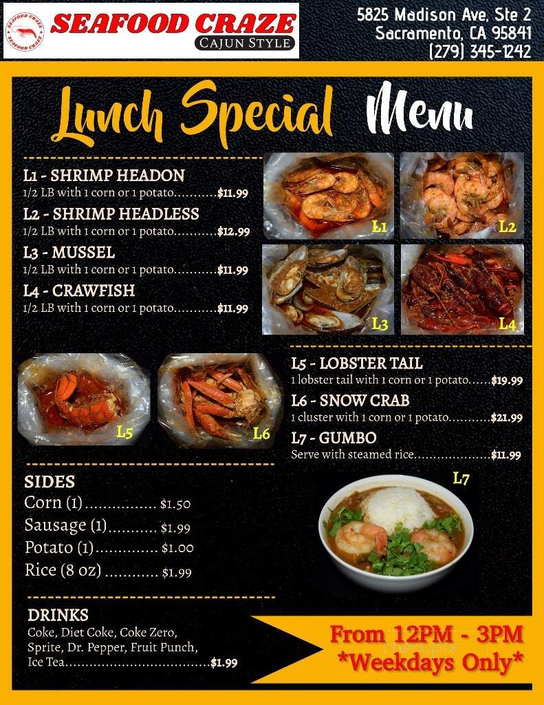 Seafood Craze - Sacramento, CA menu_pic